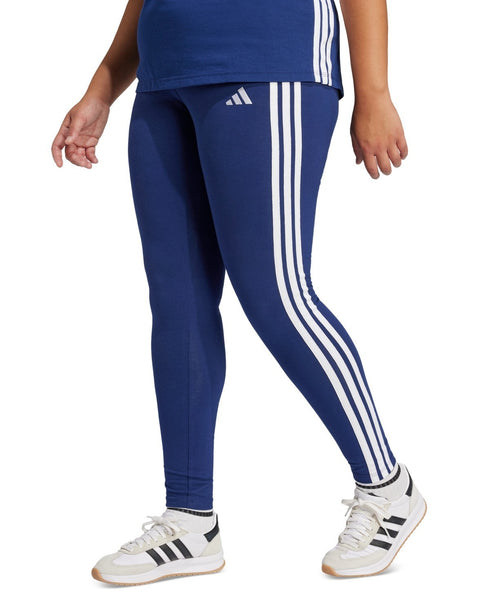 adidas Plus Size Essentials 3-Stripes Cotton Leggings Blue White 1X