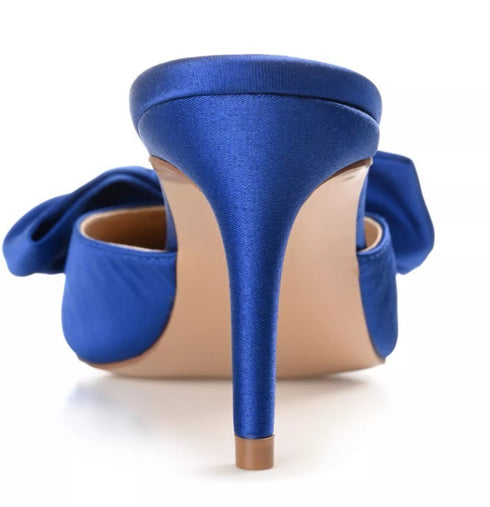 Journee Collection Womens Mules Stiletto Heel Tiarra Bow Dress Blue 11M