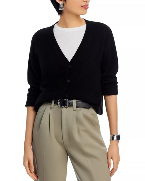 C by Bloomingdale's Cashmere Cashmere V Neck Cardigan Black L