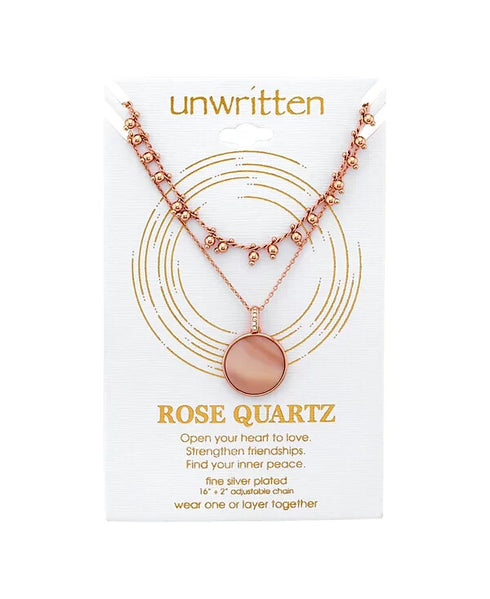 UNWRITTEN Rose Gold Flash Plated Mother Of Pearl Disc Layered Pendant Necklace