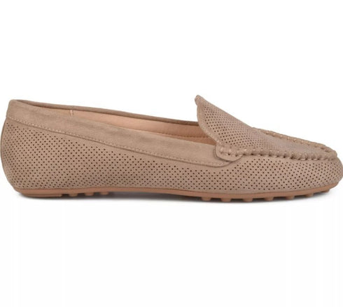 Journee Collection Women's Halsey Perforated Loafers Taupe 7W