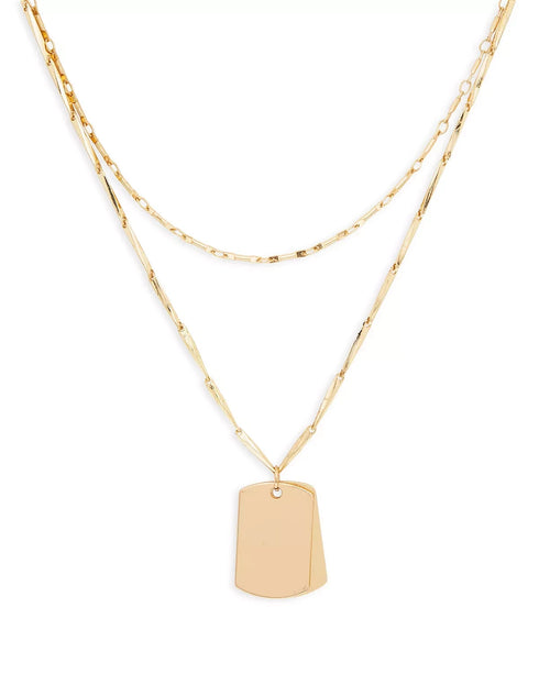 AQUA Double Tag Layered Pendant Necklace, 13.5"-18.5"