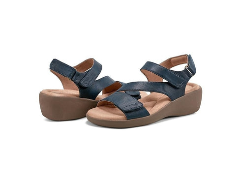 Easy Spirit Women's Kimberly Strappy Low Wedge Sandals Navy Size 9M
