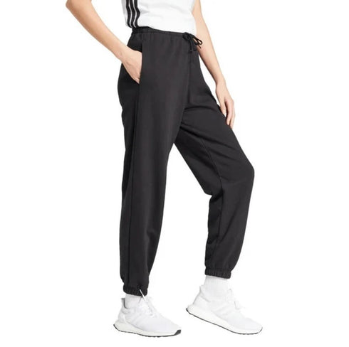adidas Women's Essentials Small Logo French Terry Cuffed Pants Black White XS