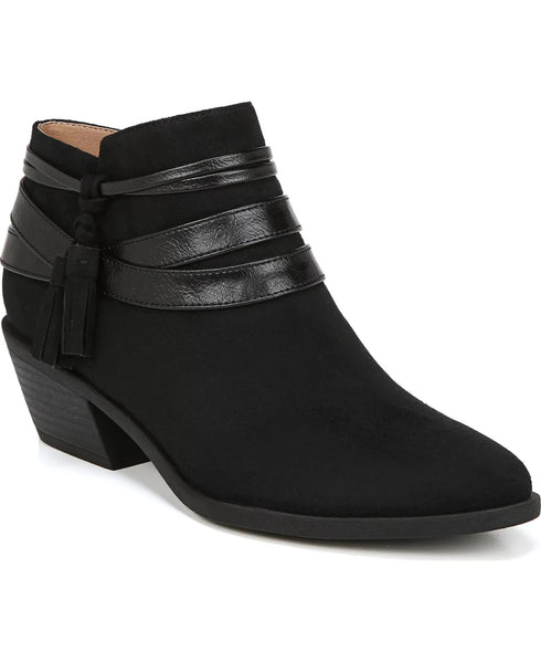 LifeStride Paloma Womens Ankle Boots Black Wraparound Straps Tasseled Size 7W