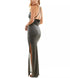 BCX Juniors' Metallic Cowl-Neck Maxi Dress Silver XXS