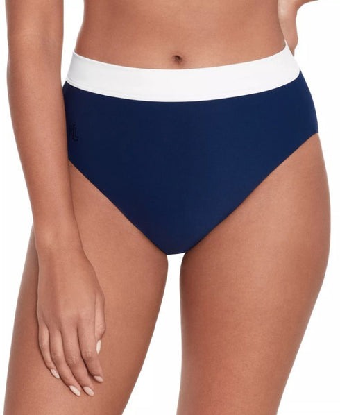 Lauren Ralph Lauren Women's Banded High-Waist Bikini Bottoms Bel Air Size 12
