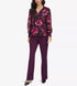 Calvin Klein Women's Printed V-Neck Long-Sleeve Blouse Black Multicolor M