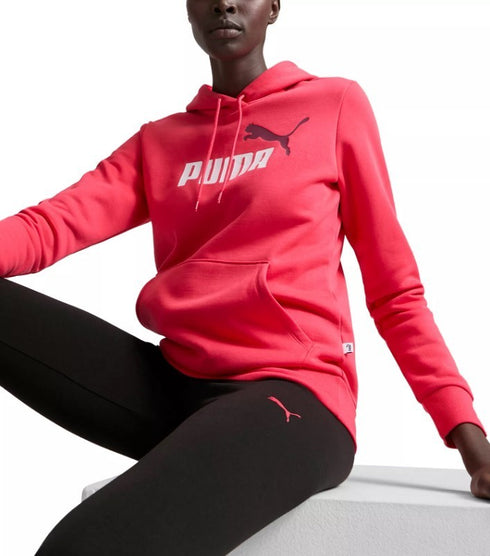 Puma Women's Essential+ Logo Fleece Hoodie Tart Cherry M