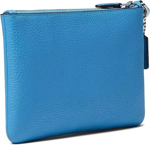 COACH Small Wristlet - CH818 Pool (Blue) Polished Pebble Leather $95