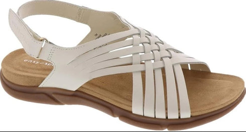 Easy Spirit Womens Solid Strappy Mar Sandal Leather White 9.5W