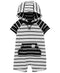 CARTER'S Baby Boys Hooded Romper Gray w/ Black Stripes Size 9 Months