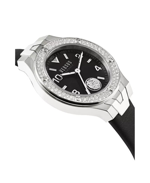 Versus by Versace Women's Vittoria Black Leather Strap Watch 38mm