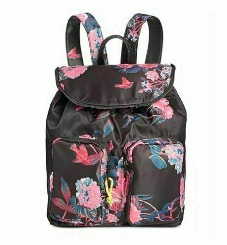 Steve Madden Lily Backpack w/ Removable Belt Bag Black & Pink Floral