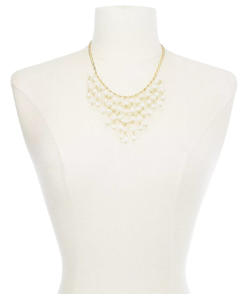 Inc Bead & Imitation Pearl Flower Statement Necklace $54.50