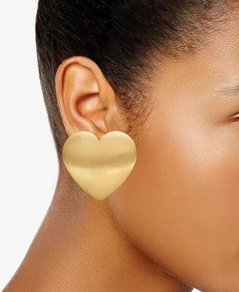 INC International Concepts gold-tone large heart stud earrings