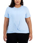 ID Ideology Plus Size Active Solid Twist-Front Top Blue 2X