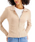 Hooked up by Iot Juniors' Ribbed Zip-up Cardigan, Nude, Size XS