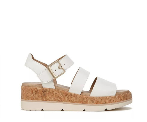 Dr. Scholls Once Twice Espadrille Platform White Faux LeatherCork 8.5M