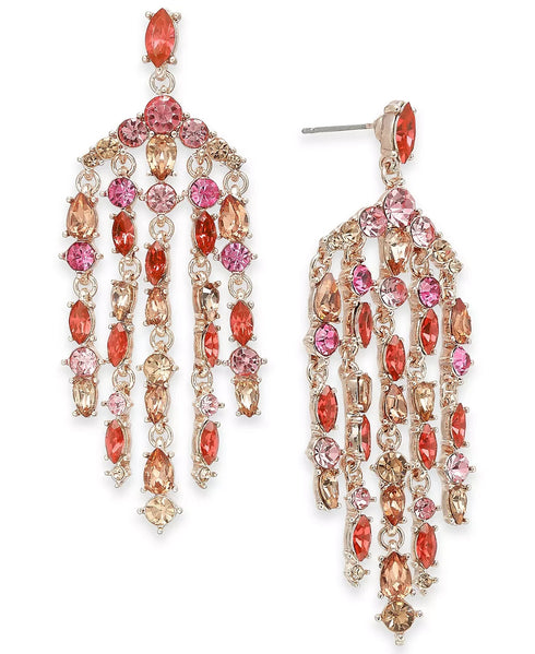INC Rose Gold-Tone Stone Chandelier Earrings