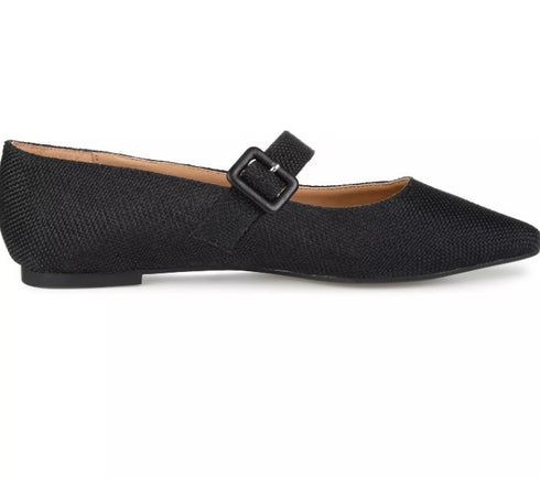 Journee Collection Women's Karissa Buckle Flats Pointed Toe Black 7.5M