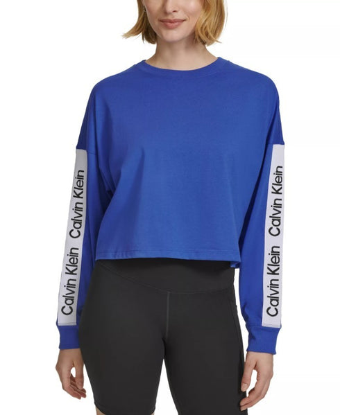 Calvin Klein Performance Women's Logo-Stripe Long-Sleeve T-Shirt Lon Luna XXL