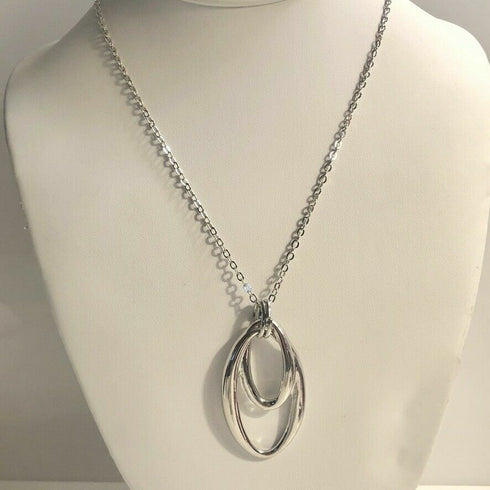 CHARTER CLUB silver-tone double circle pendant necklace 18"