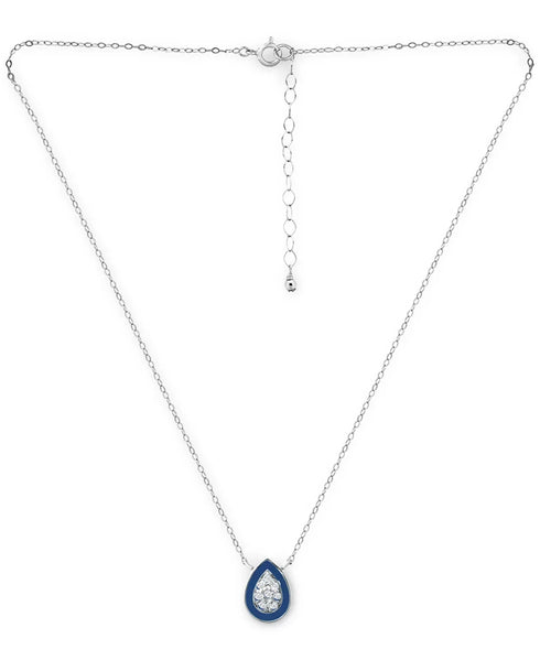 GIANI BERNINI Cubic Zirconia & Enamel Teardrop Pendant Necklace Sterling Silver