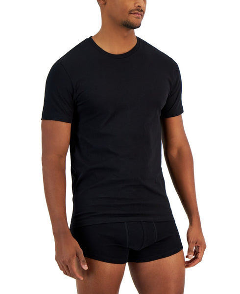 Alfani Men's 4-Pk. Classic-Fit Solid Cotton Undershirts Deep Black Size XL