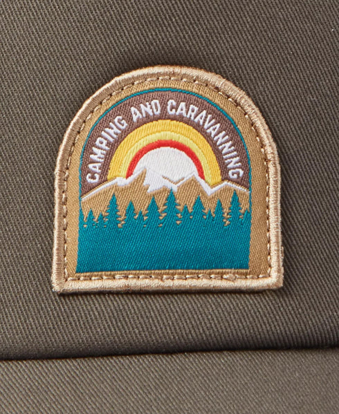 SUN + STONE Men's Mountain Graphic Hat Mesh Back Dark Green Adjustable