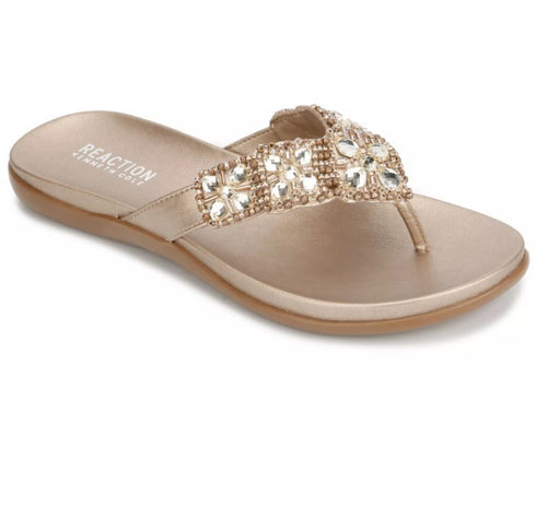 Kenneth Cole Reaction Women's Glamathon Flat Sandals Champagne 7.5M