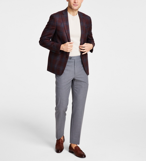 Michael Kors Men's Classic Fit Wool Blend Sport Coats Burgundy Size 38R