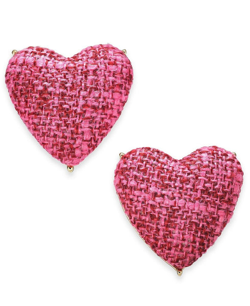 Inc Gold-Tone Mauve Tweed Heart Stud Earrings $29