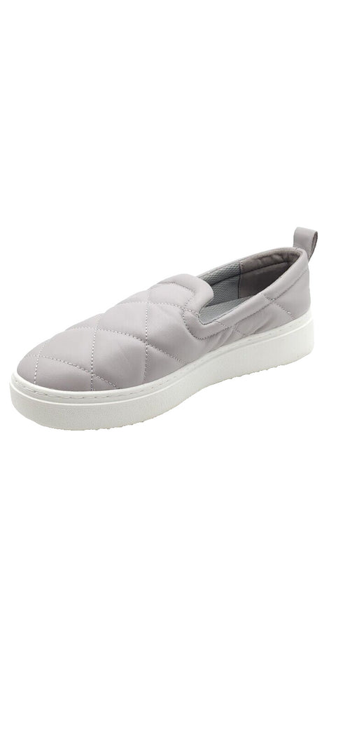Eileen Fisher Womens Gray Quilted Poem Slip on Leather Sneakers Size 8.5M