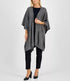 Anne Klein Women's Sequin Trim Open-Front Cape Dark Heather Gray L/XL