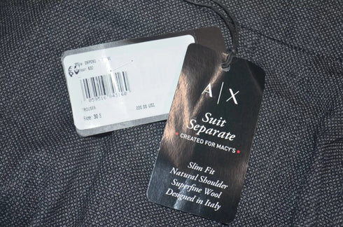 NWT ARMANI EXCHANGE Slim Fit Stretch Wool Charcoal Birdseye Dress Pants 32X32