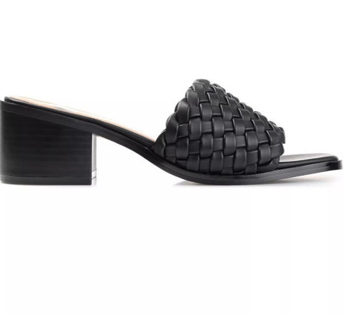 Journee Collection Women s Fylicia Woven Block Heel Slide Sandals Black 7.5M