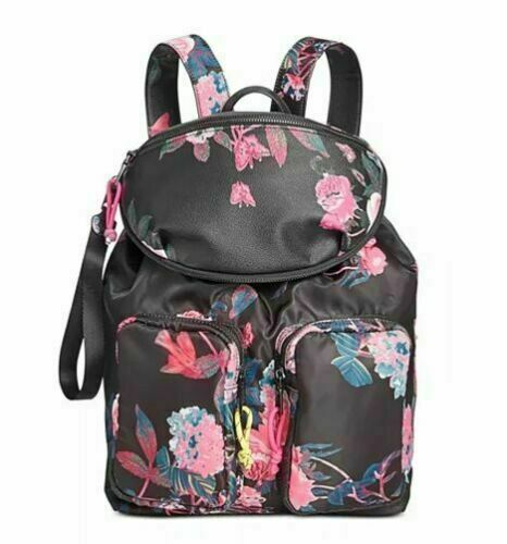 Steve Madden Lily Backpack w/ Removable Belt Bag Black & Pink Floral