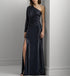 Lauren Ralph Lauren Women's Metallic Knit One-Shoulder Gown Blue 12