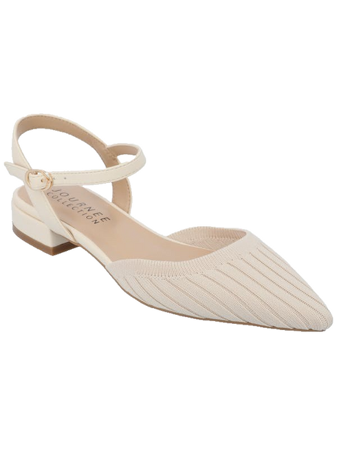 Journee Collection Women's Ansley Knit Pointed Toe Flats Beige 9M