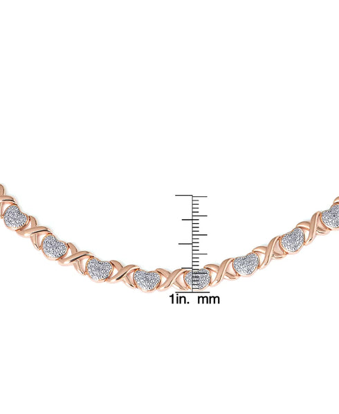 Macys Diamond Accent X and Heart Necklace in Rose Gold-Plate MSRP $170