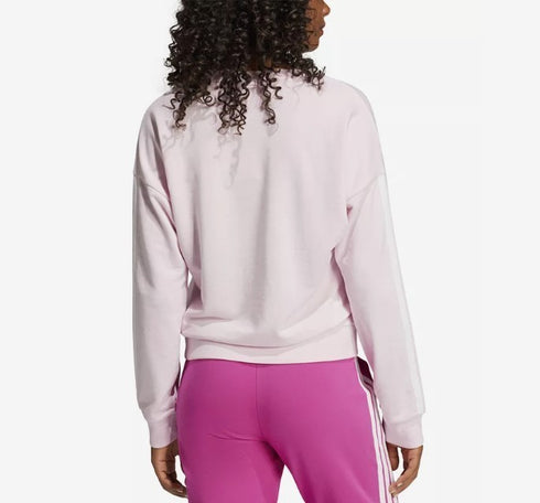adidas Women's Essentials 3-Stripes French Terry V-Neck Sweatshirt Pink L