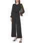 Calvin Klein Crewneck Chiffon Flare-Leg Jumpsuit Black 16