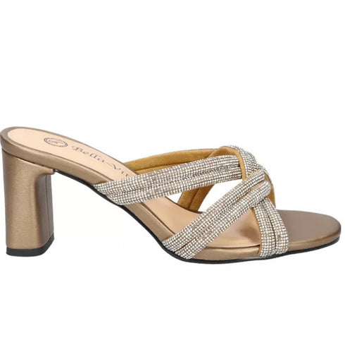 Bella Vita Bella Vita Womens Carmen Block Open Toe Heel Bronze Suede 8W