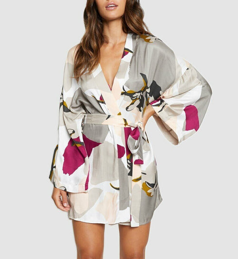 Hanro Phila Printed Kimono Robe Size Medium MSRP $268