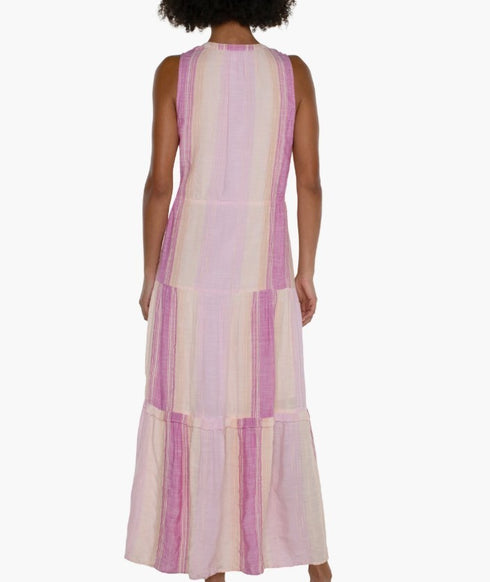 Liverpool Los Angeles Sleeveless Tiered Maxi Dress Lavender Size S