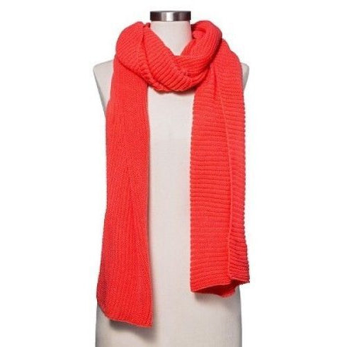 New MERONA Womens Absolutely Pink Orange Oblong Stylish Knit Scarf One Size