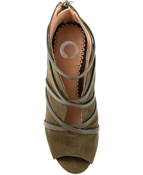 JOURNEE COLLECTION Womens Green Strappy Samara Round Toe Stiletto Booties 9M