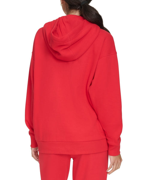 Calvin Klein Women's Eco Fleece Logo Pullover Hoodie Salsa S