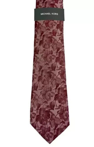 Michael Kors Men's Carman Classic Floral Tie Rose Red Necktie